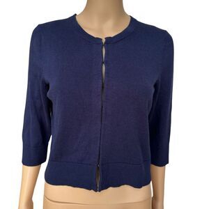 Lilly Pulitzer Sweater Girl's cotton blend Navy Blue Cardigan Knit size L